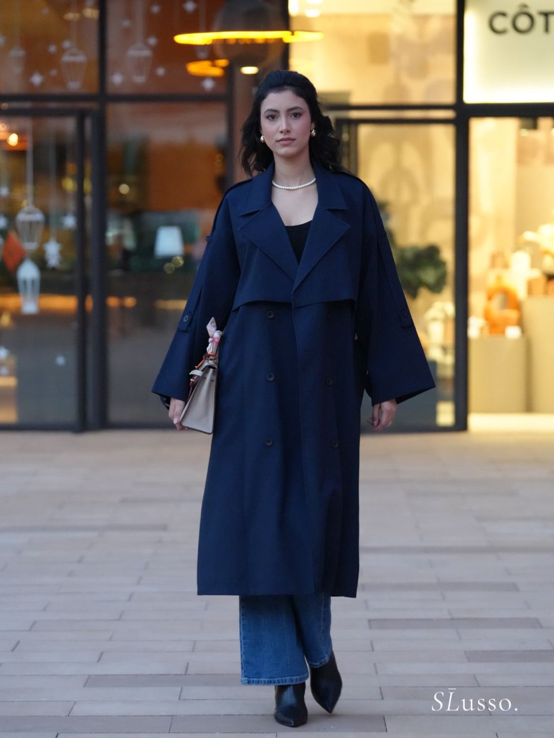 Trench long Coralia - Bleu