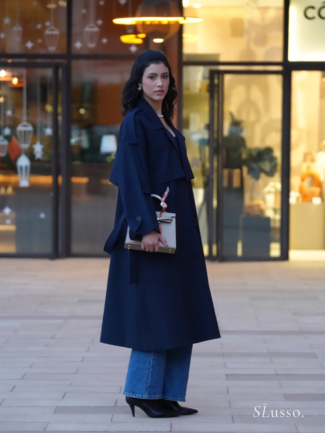 Trench long Coralia - Bleu