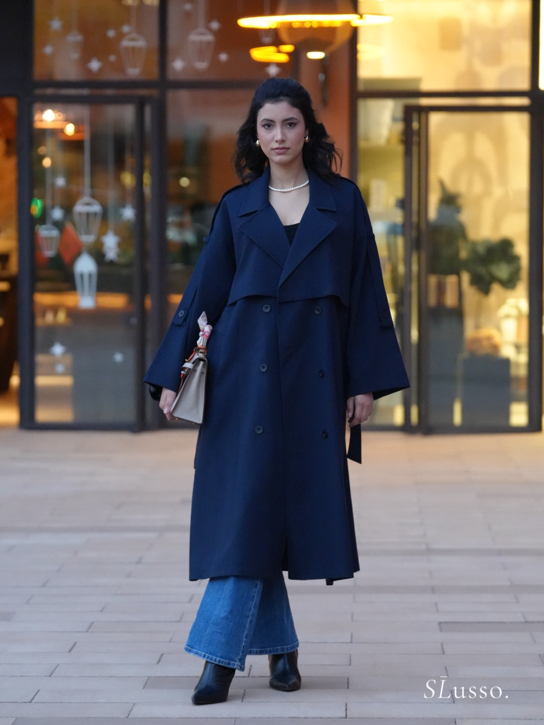 Trench long Coralia - Bleu