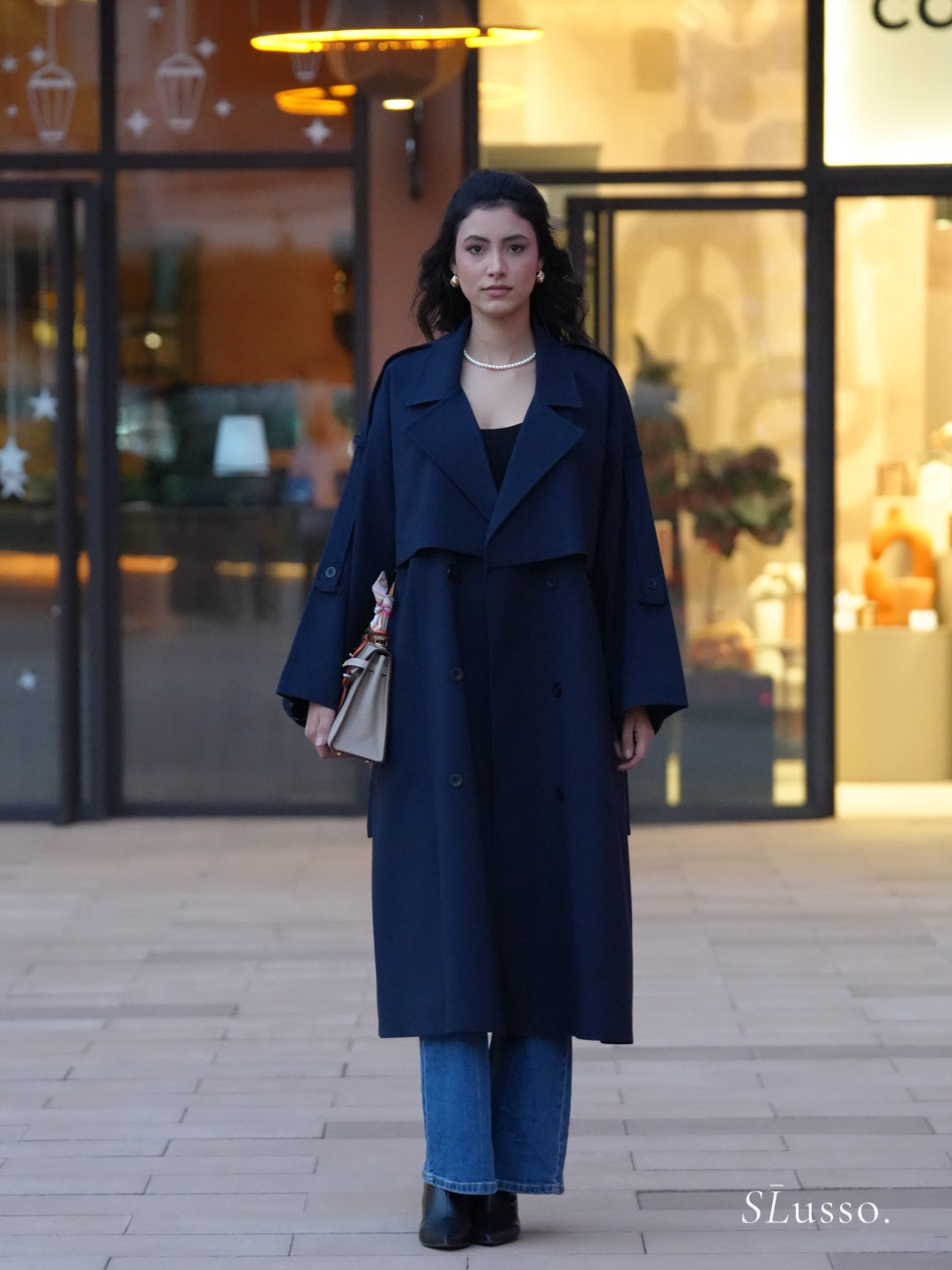 Trench long Coralia - Bleu